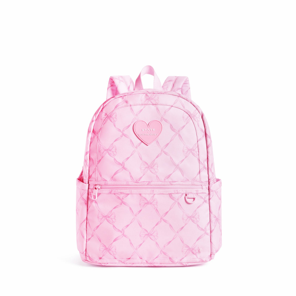 State Bags Classic - STATE x LoveShackFancy Kane Double Pocket Backpack Recycled Polyester Canvas Pink Peppermint