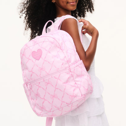 State Bags Classic - STATE x LoveShackFancy Kane Double Pocket Backpack Recycled Polyester Canvas Pink Peppermint