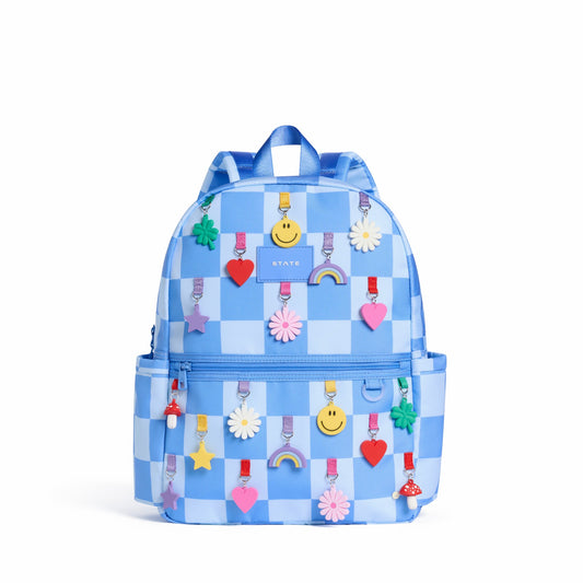 State Bags Latest - Kane Kids Travel Backpack Charms Blue Checkerboard