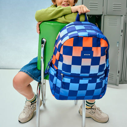 State Bags Value - Kane Double Pocket Backpack Recycled Polycanvas Gradient Checkerboard