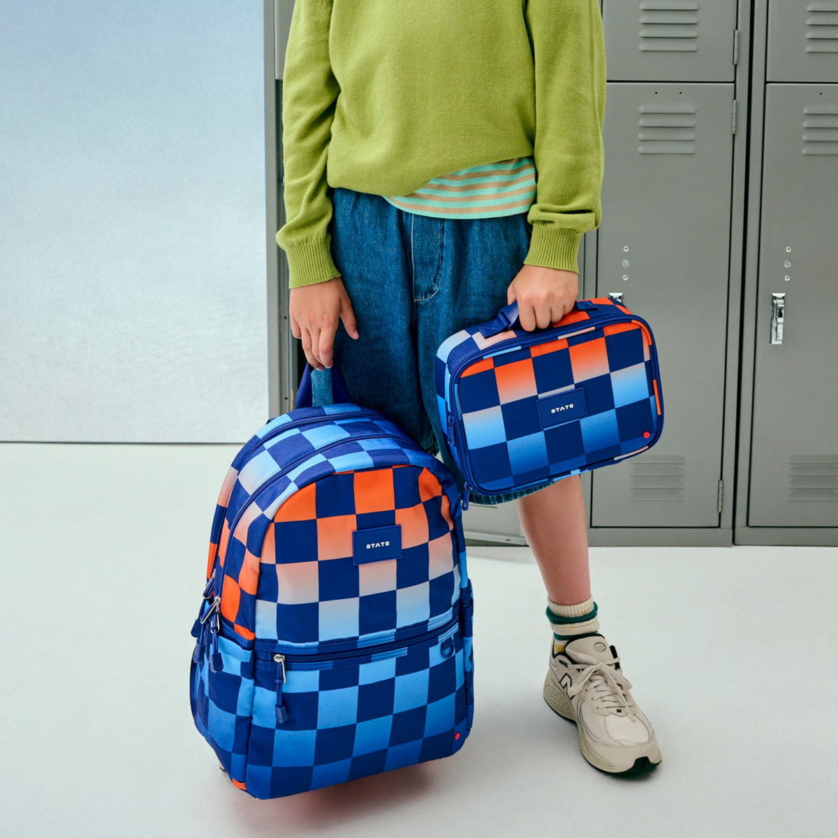 State Bags Value - Kane Double Pocket Backpack Recycled Polycanvas Gradient Checkerboard