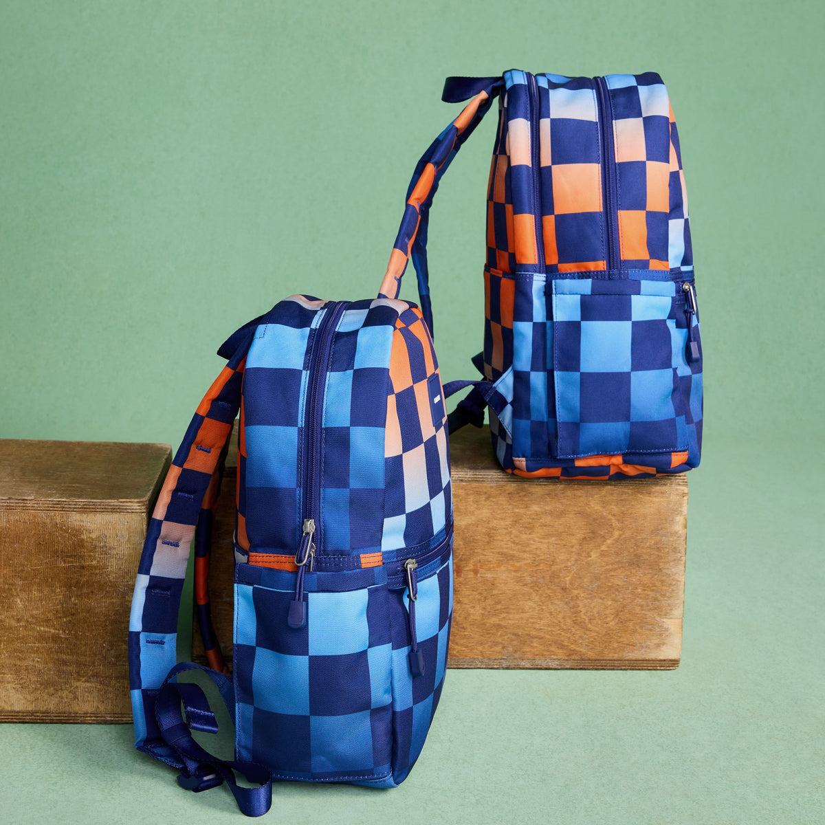 State Bags Discount - Kane Kids Travel Backpack Printed Canvas Gradient Checkerboard