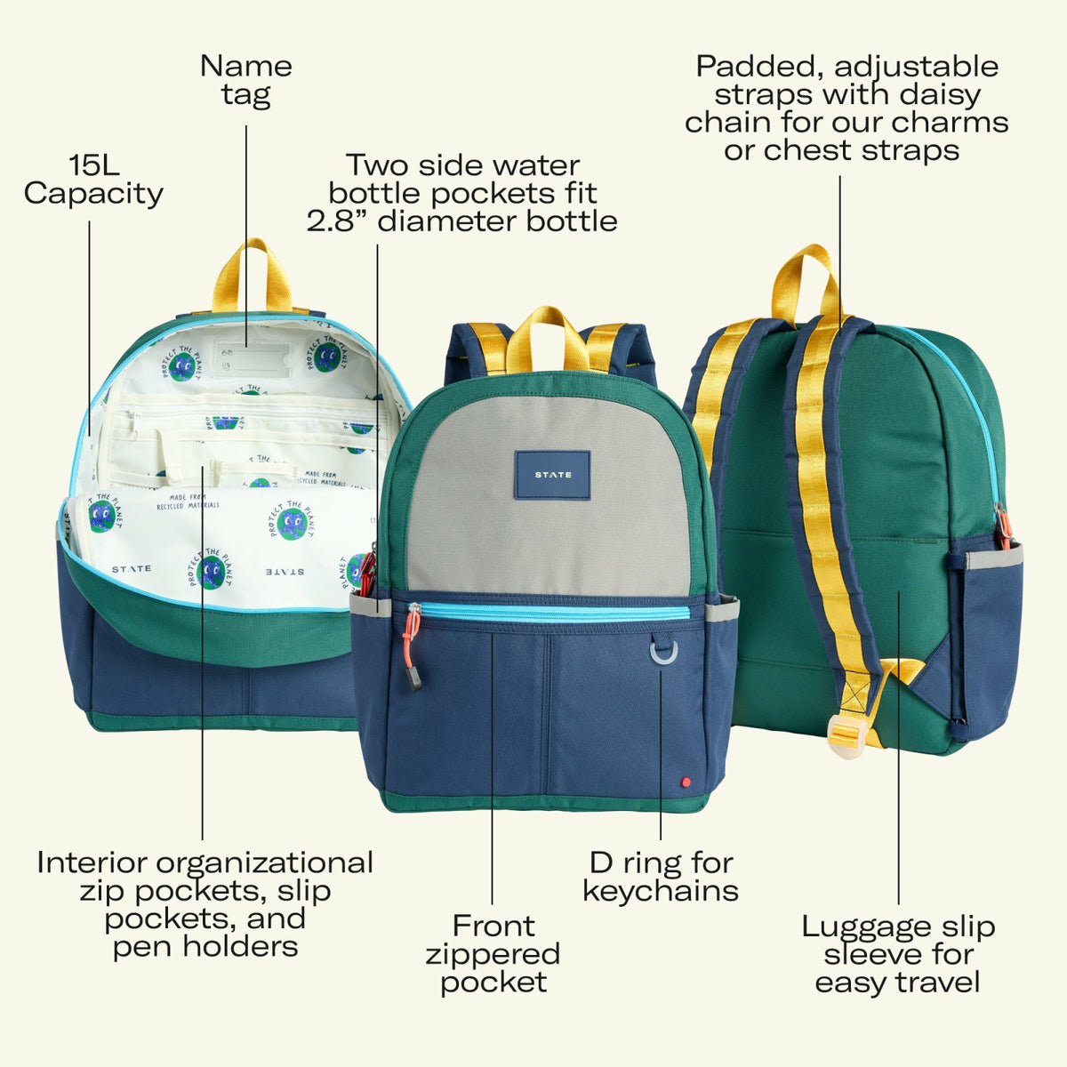 State Bags Classic - Kane Kids Backpack Nylon Fuzzy Soccer Balls