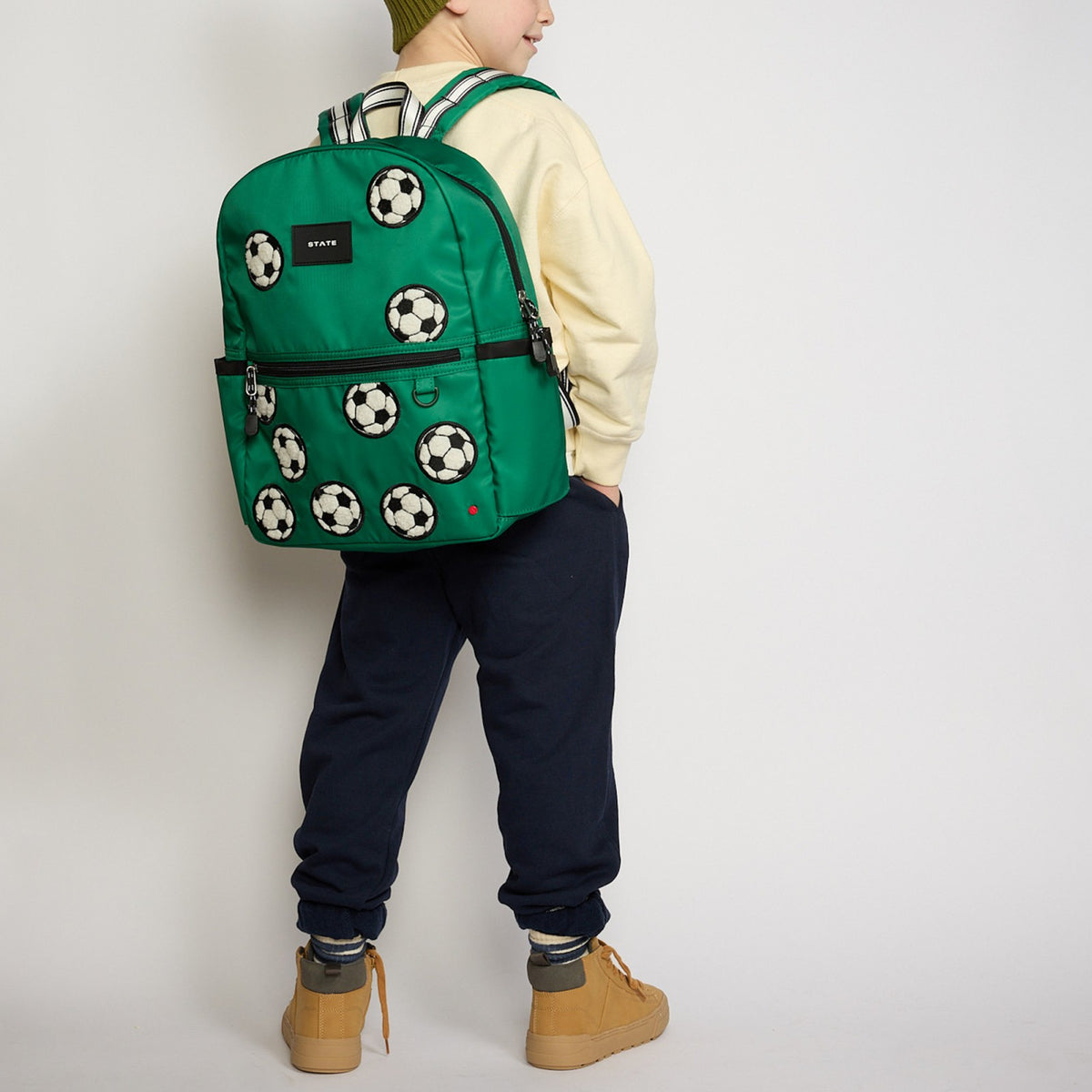 State Bags Classic - Kane Kids Backpack Nylon Fuzzy Soccer Balls