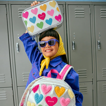 State Bags Classic - Rodgers Lunch Box Metallic Happy Fuzzy Hearts