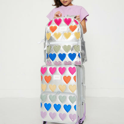 State Bags Premium - Logan Suitcase Metallic Patchwork Hearts