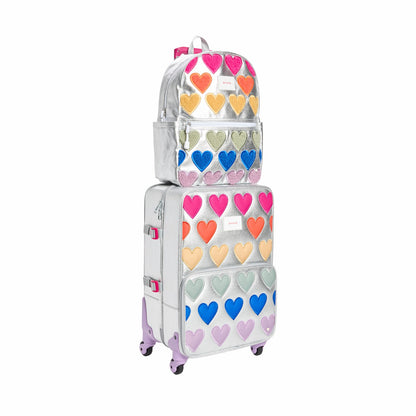 State Bags Premium - Logan Suitcase Metallic Patchwork Hearts
