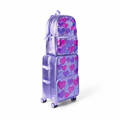 State Bags Exclusive - Logan Suitcase Metallic 3D Hearts