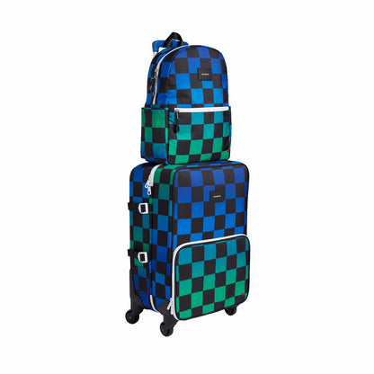State Bags Customer Favorite - Logan Suitcase Printed Canvas Blue Checkerboard