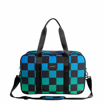 State Bags Customer Favorite - Rockaway Duffle Recycled Polyester Canvas Blue Checkerboard