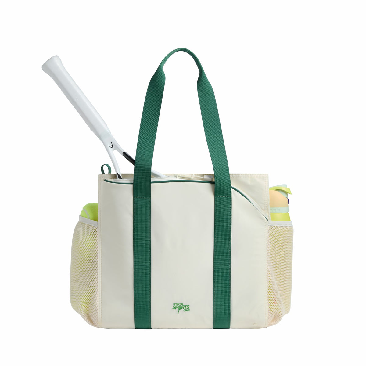 State Bags Featured - Riley Tennis Tote Nylon Ivory/Green