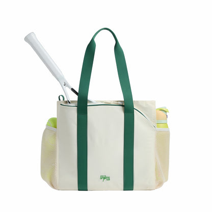 State Bags Featured - Riley Tennis Tote Nylon Ivory/Green