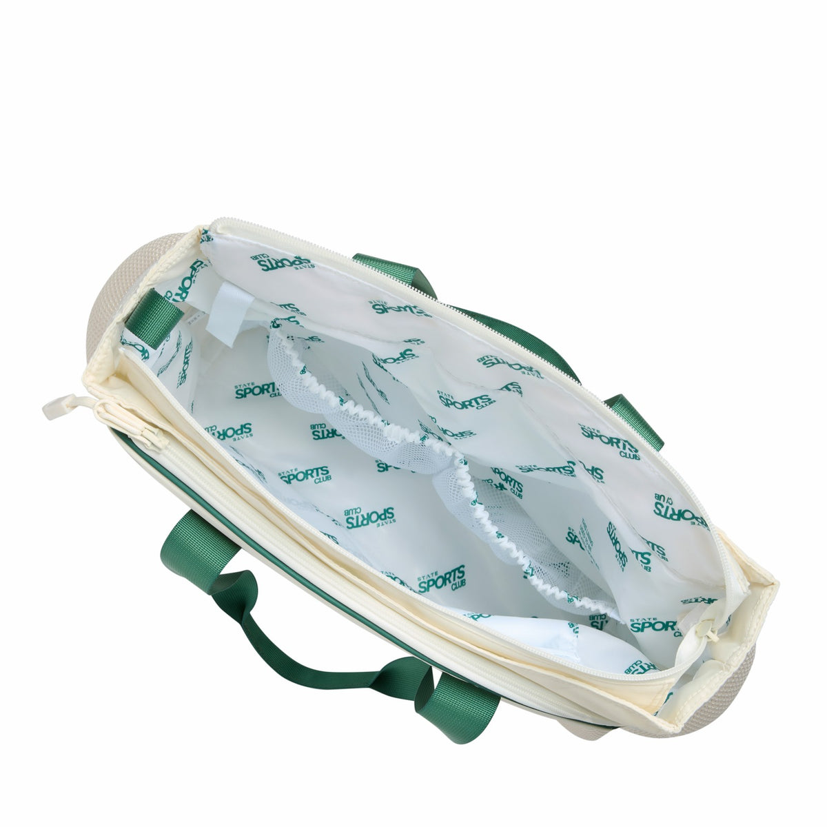 State Bags Featured - Riley Tennis Tote Nylon Ivory/Green