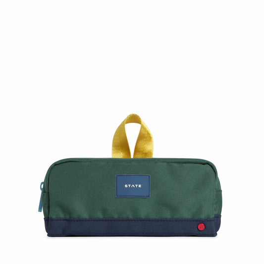 State Bags Top Pick - Clinton Pencil Case Color Block Green/Navy