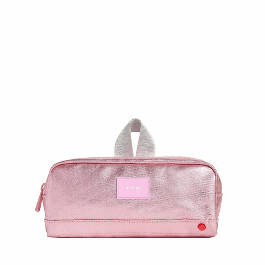 State Bags Best Price - Clinton Pencil Case Metallic Pink/Silver