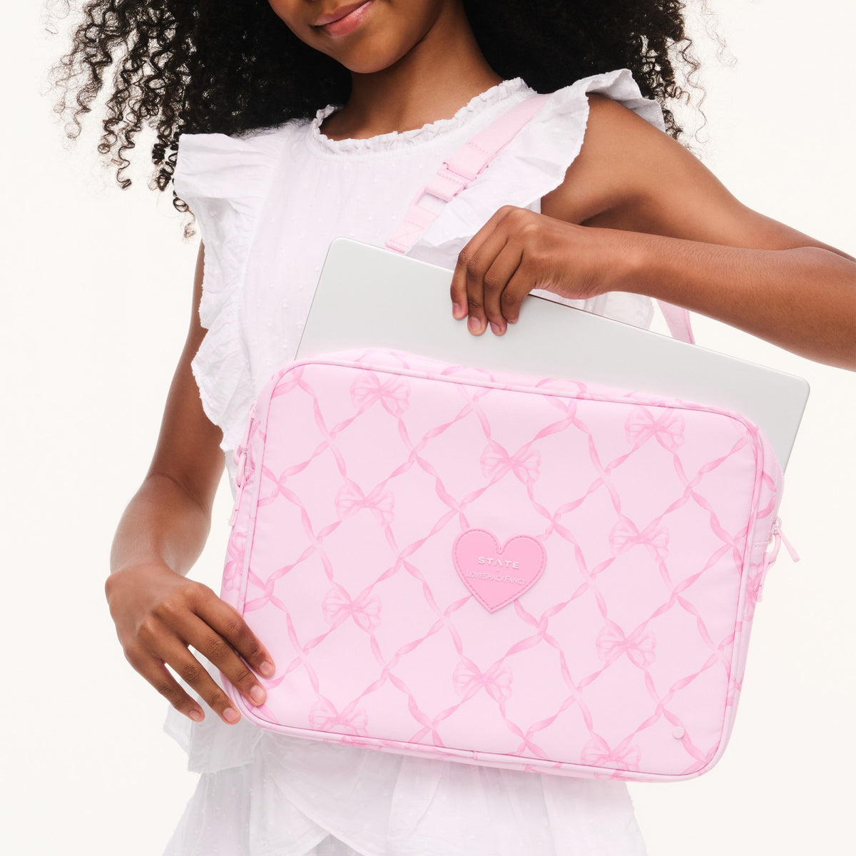 State Bags Trending - STATE x LoveShackFancy Allen Laptop Case Pink Peppermint