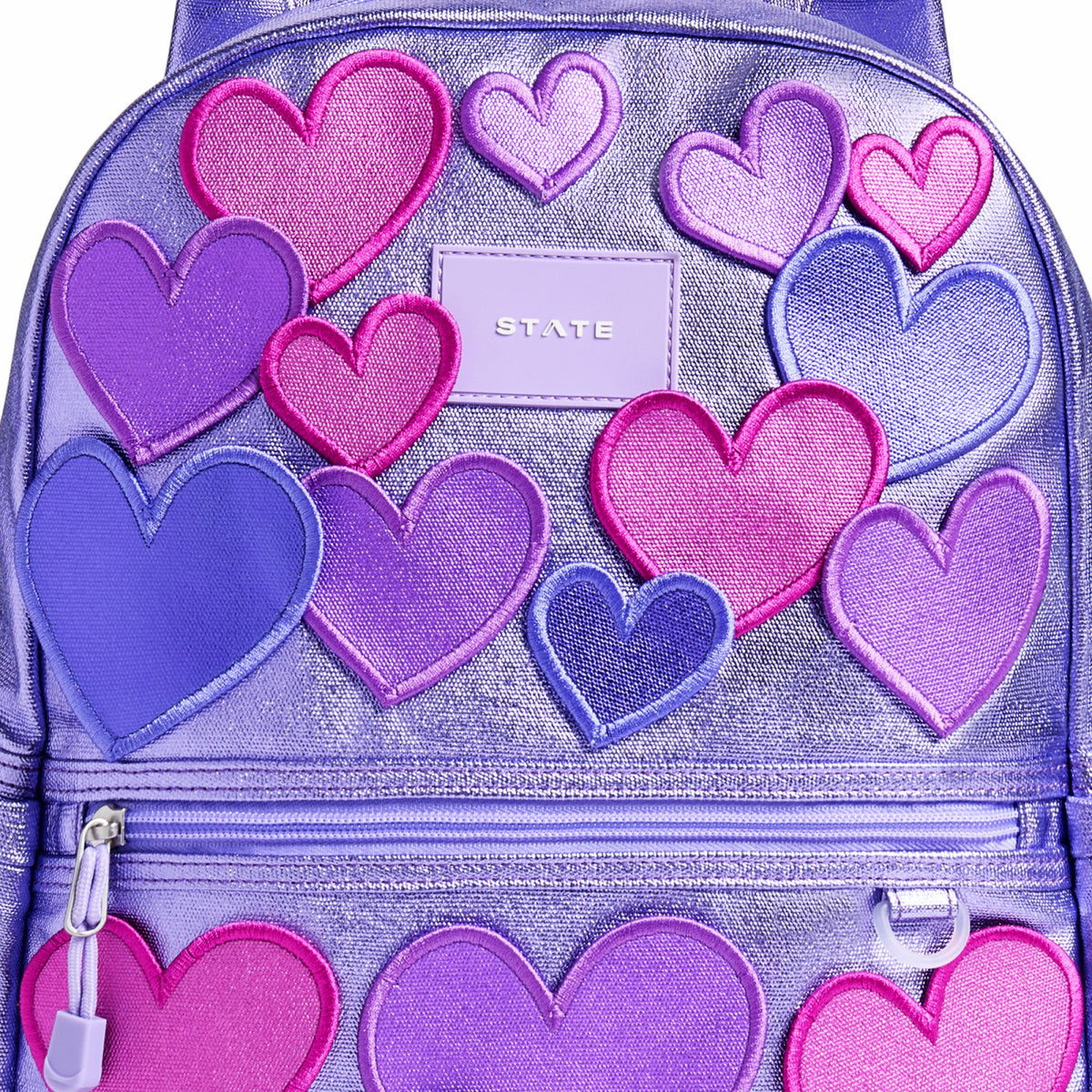 State Bags Great Value - Kane Kids Travel Backpack Metallic 3D Hearts
