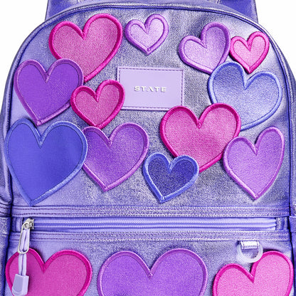 State Bags Great Value - Kane Kids Travel Backpack Metallic 3D Hearts