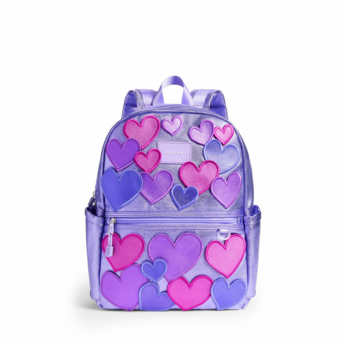 State Bags Deals - Kane Double Pocket Backpack Metallic 3D Hearts