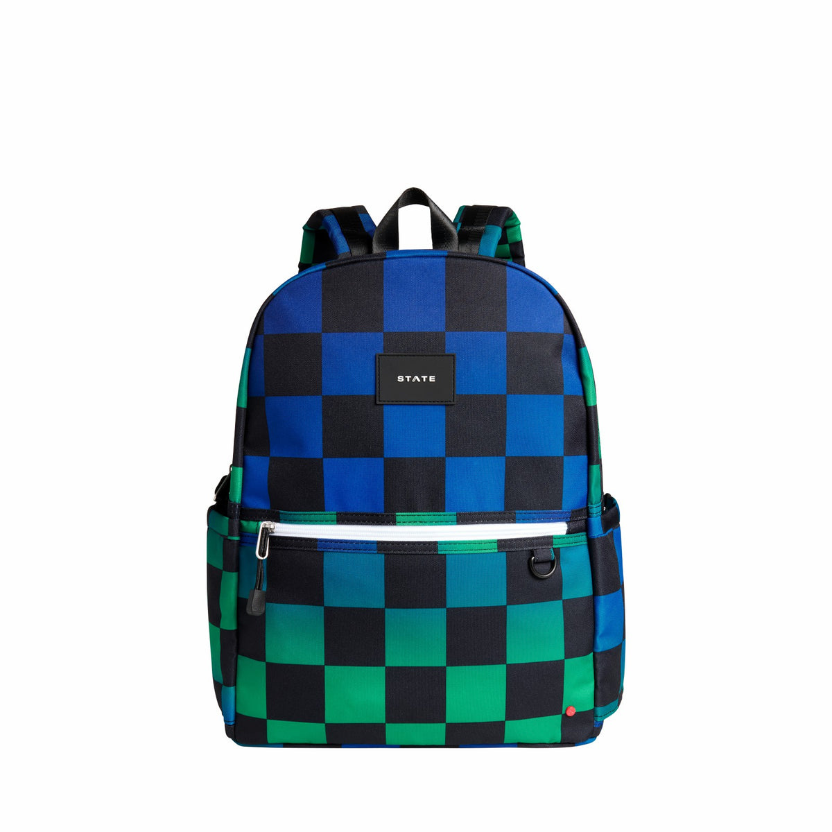 State Bags Everyday - Kane Double Pocket Backpack Recycled Poly Canvas Blue Checkerboard