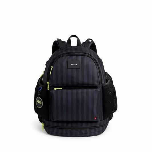 State Bags New - Shea Baseball Backpack Black Grey Striped