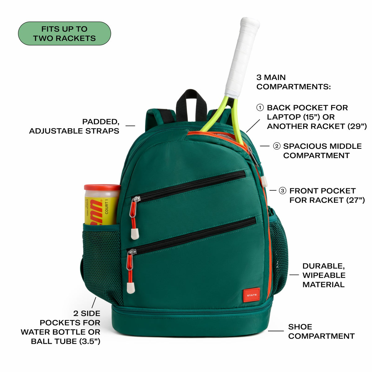State Bags Sale - Lenox Tennis Backpack Nylon Evergreen