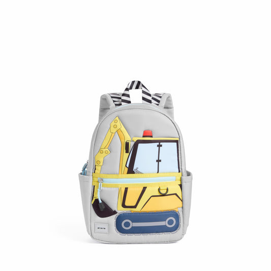 State Bags Premium - Kane Kids Mini Backpack Nylon Puffer Construction Truck