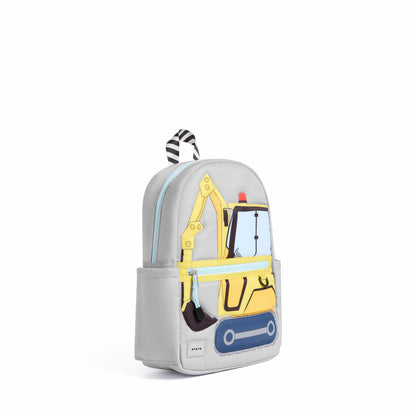 State Bags Premium - Kane Kids Mini Backpack Nylon Puffer Construction Truck