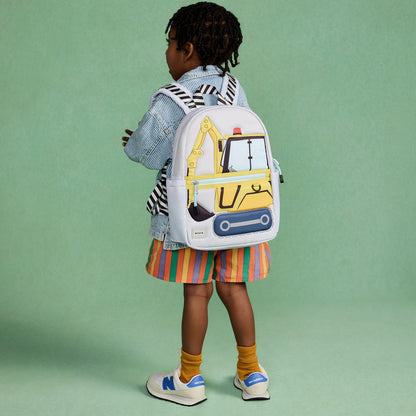 State Bags Premium - Kane Kids Mini Backpack Nylon Puffer Construction Truck