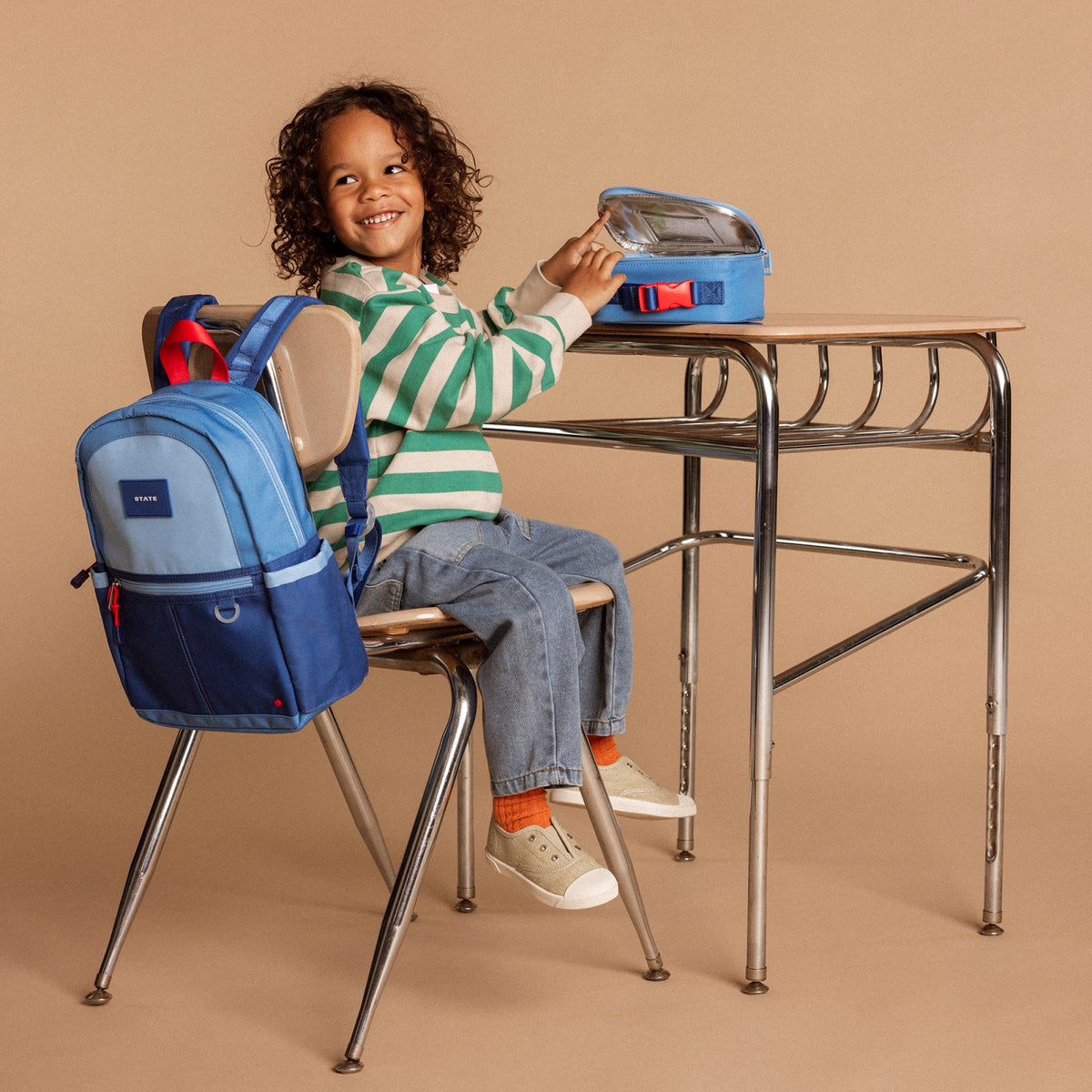 State Bags Signature - Kane Kids Mini Backpack Recycled Polycanvas Blue/Light Blue Colorblock