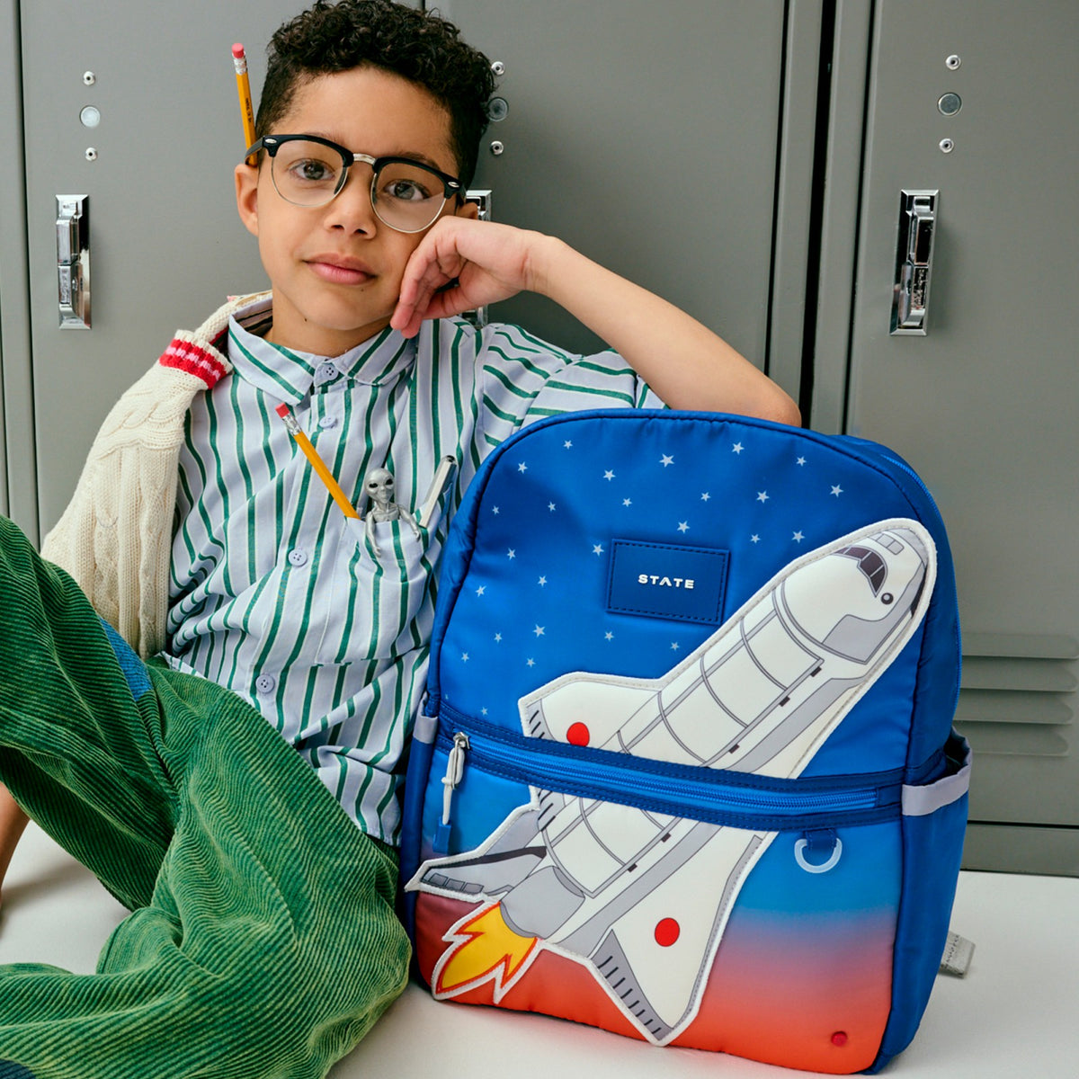 State Bags Best Seller - Kane Kids Backpack Nylon Puffer Spaceship