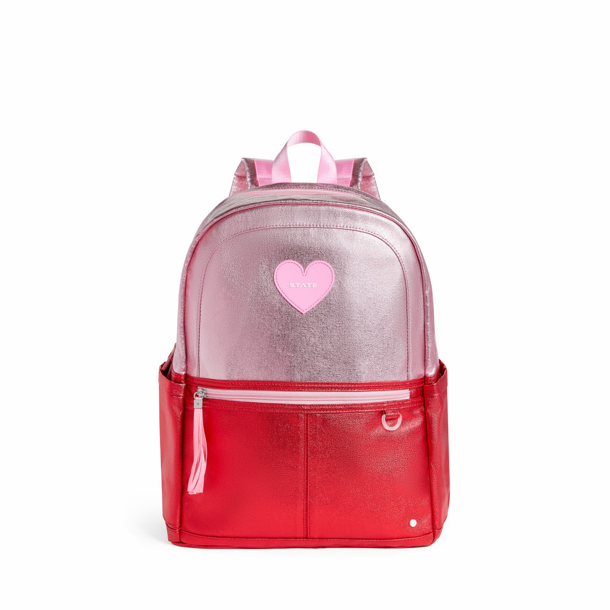 State Bags Signature - Kane Kids Double Pocket Backpack Metallic Pink/Red Colorblock