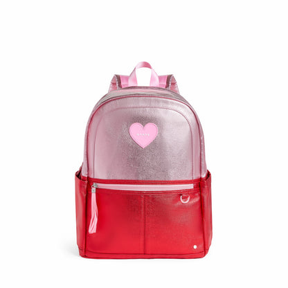 State Bags Signature - Kane Kids Double Pocket Backpack Metallic Pink/Red Colorblock