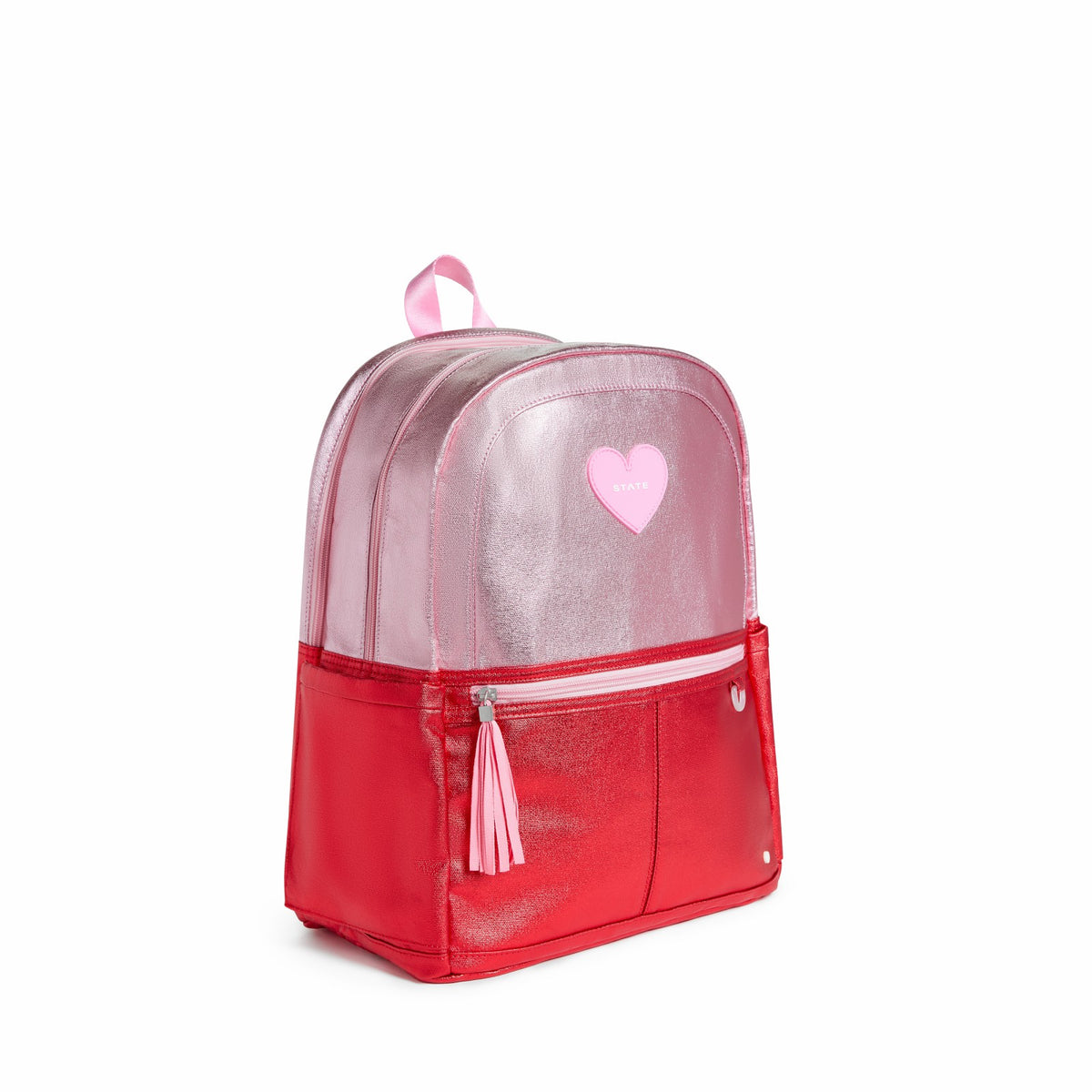State Bags Signature - Kane Kids Double Pocket Backpack Metallic Pink/Red Colorblock