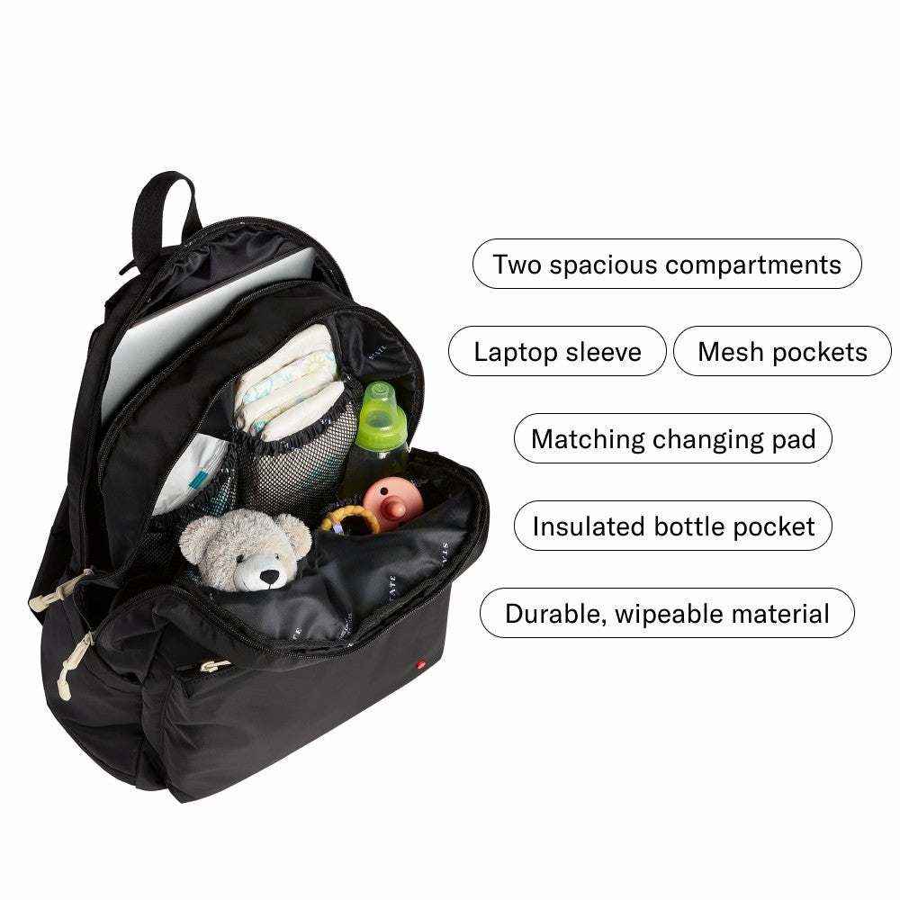 State Bags Featured - Lorimer Diaper Bag Backpack Nylon Black