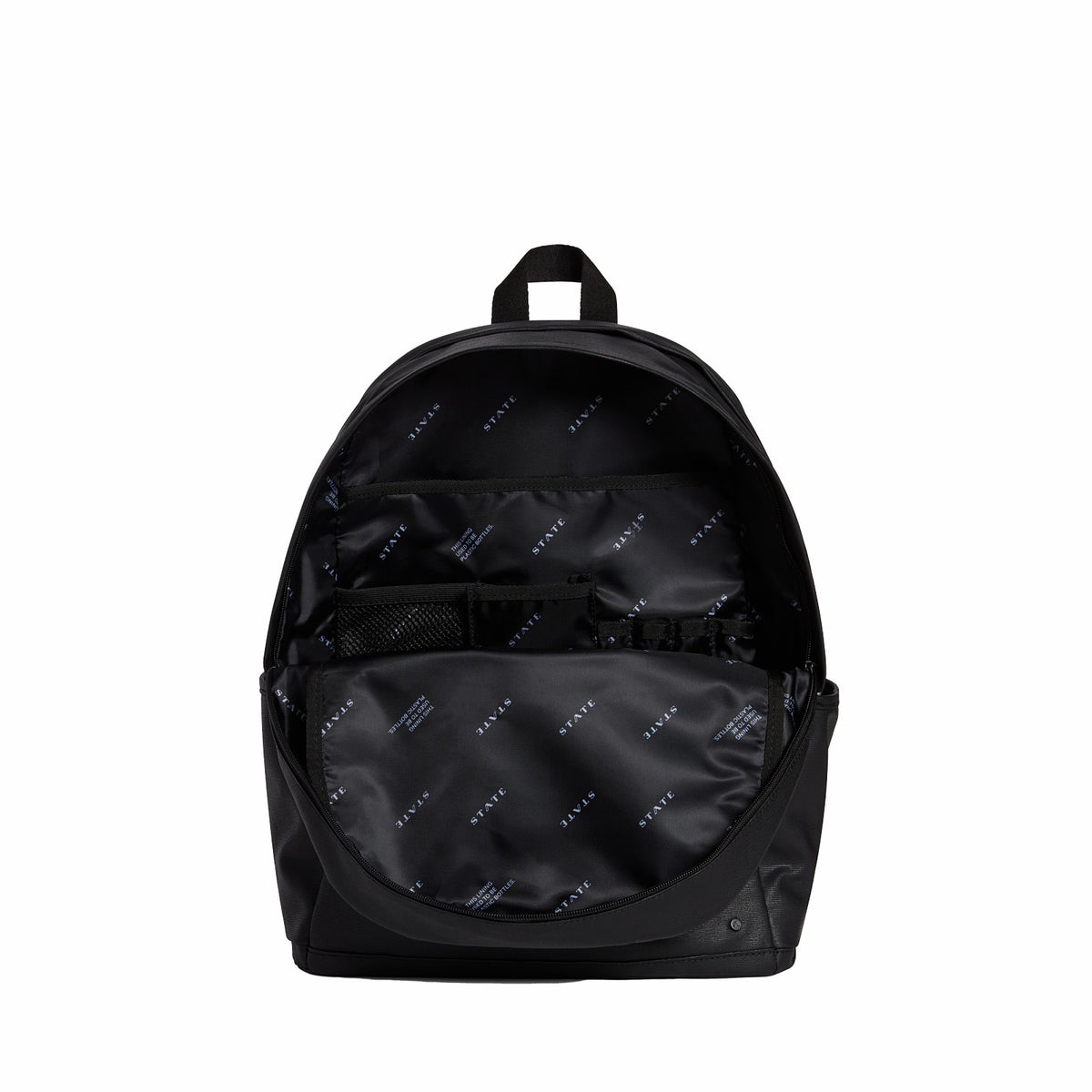State Bags Top Pick - Kane Double Pocket Large Backpack Coated Canvas Black