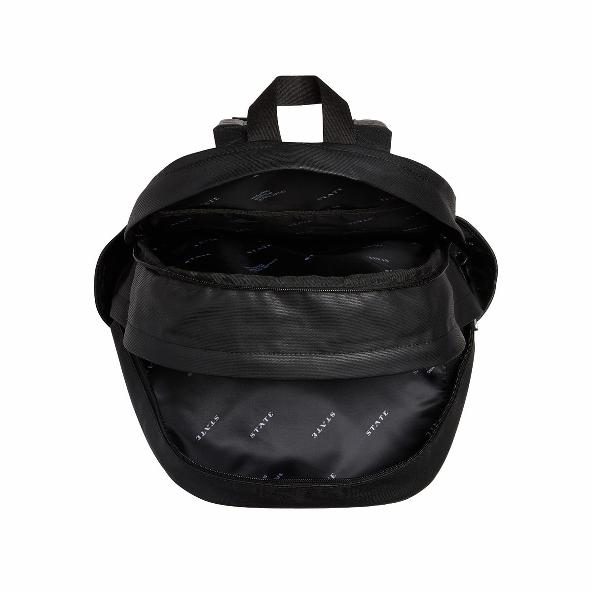 State Bags Top Pick - Kane Double Pocket Large Backpack Coated Canvas Black