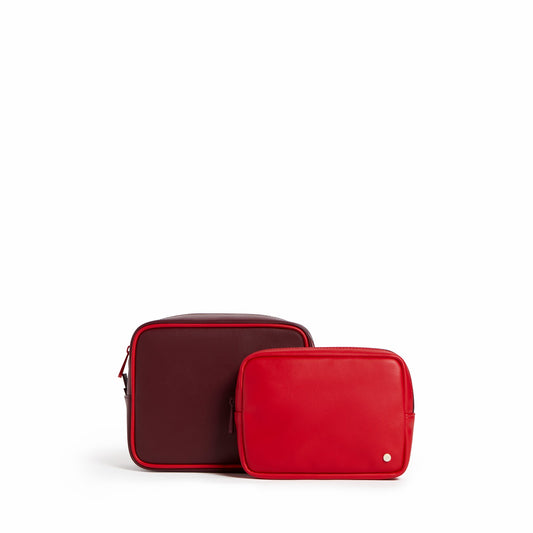 State Bags Featured - Travel Pouch Set of Two Vegan Leather Burgundy