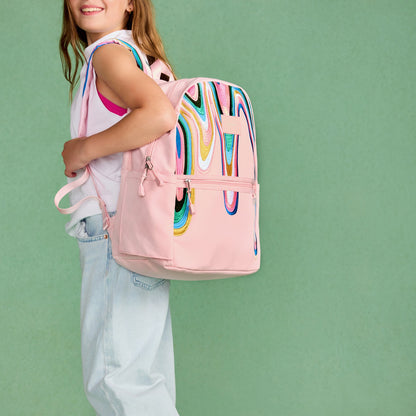 State Bags Discount - Kane Kids Double Pocket Backpack Recycled Poly Canvas Paint Wave