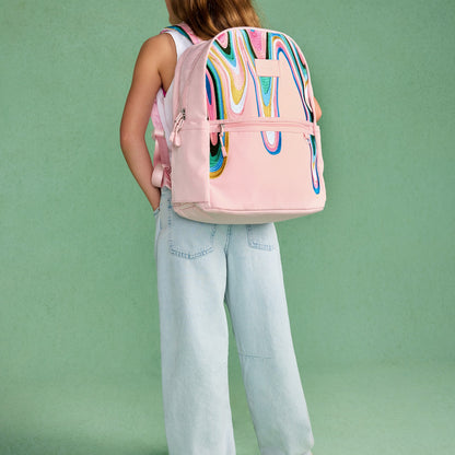 State Bags Discount - Kane Kids Double Pocket Backpack Recycled Poly Canvas Paint Wave