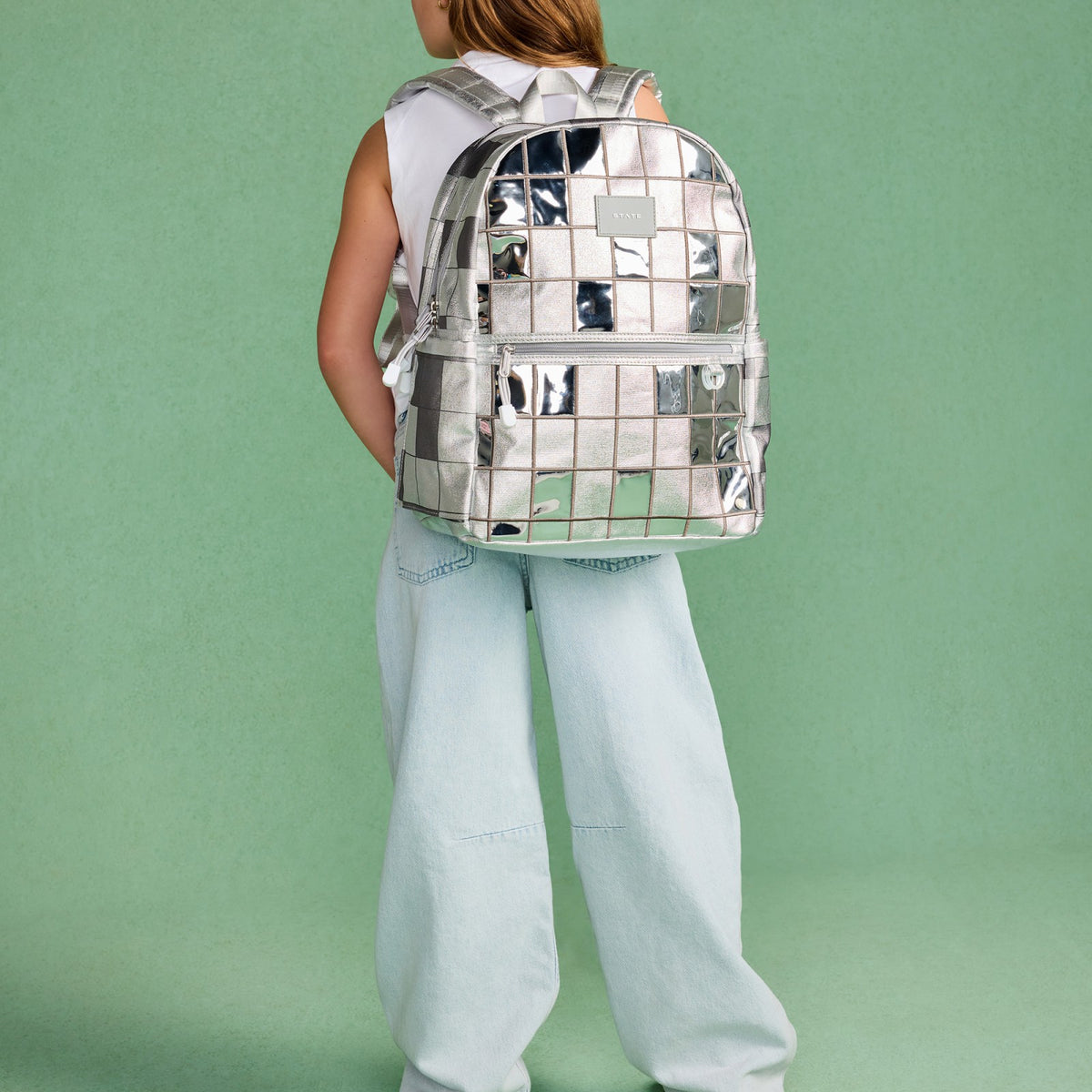 State Bags Best Seller - Kane Double Pocket Backpack Metallic Discoballs