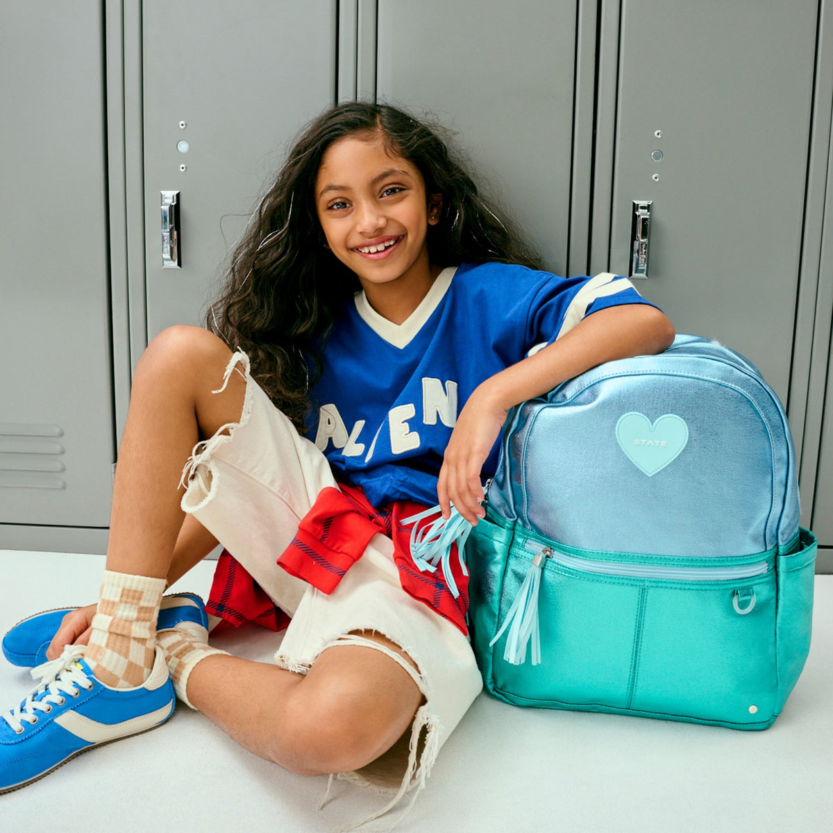 State Bags Everyday - Kane Kids Travel Backpack Metallic Blue/Turquoise Colorblock