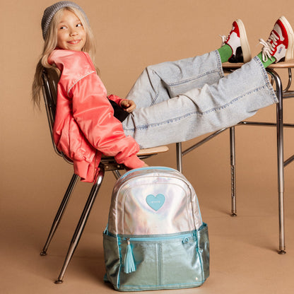 State Bags Deals - Kane Double Pocket Backpack Metallic Blue Irisdescent