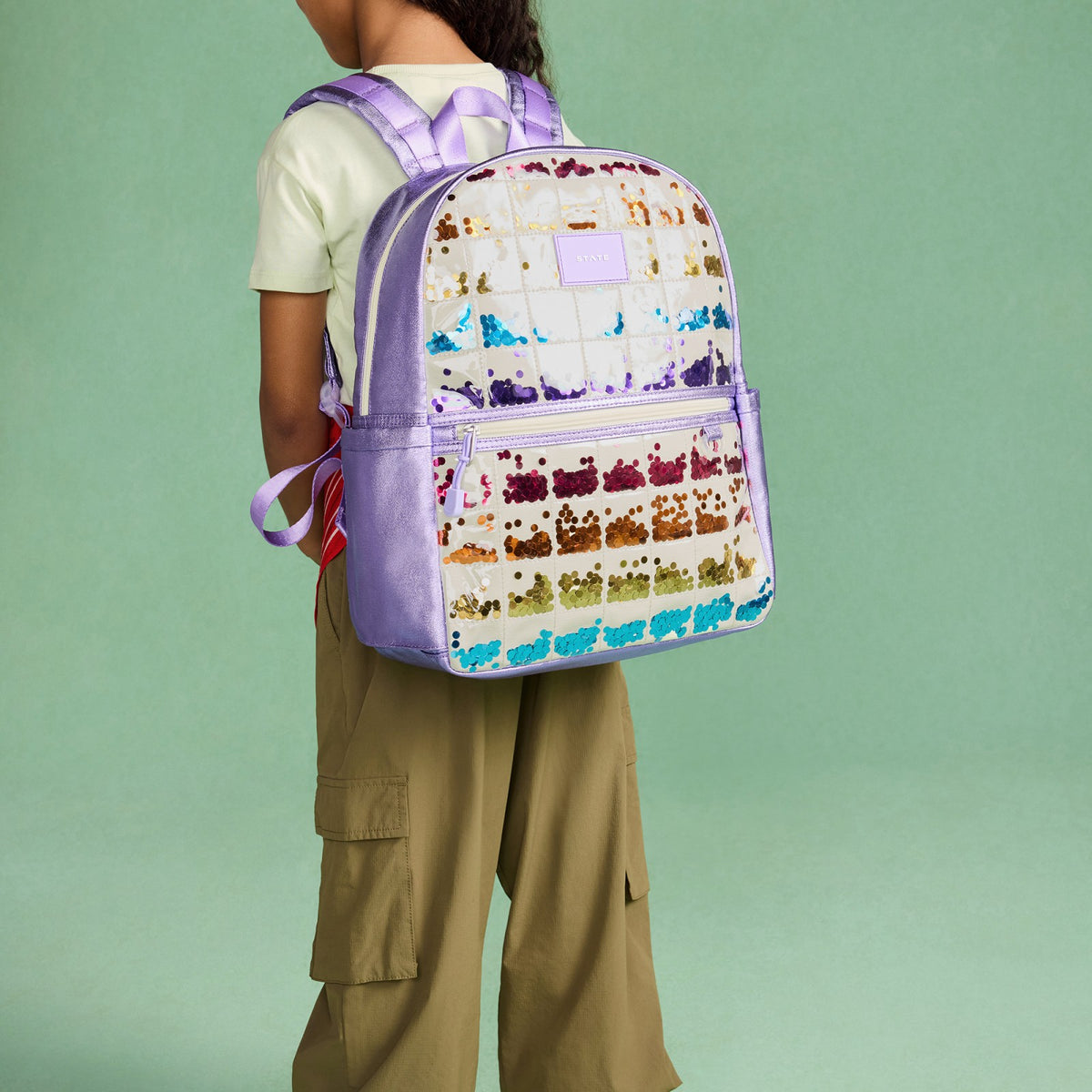 State Bags Sale - Kane Kids Backpack Lilac Quilted Sequins