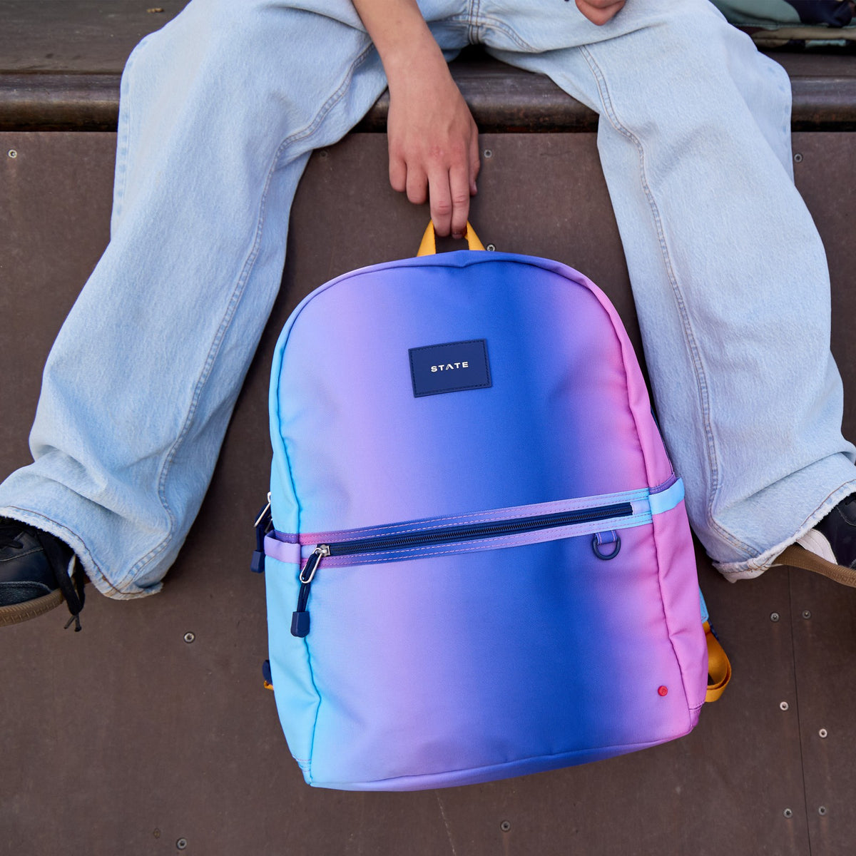 State Bags Trending - Kane Kids Large Backpack Recycled Poly Canvas Blue/Pink Gradient