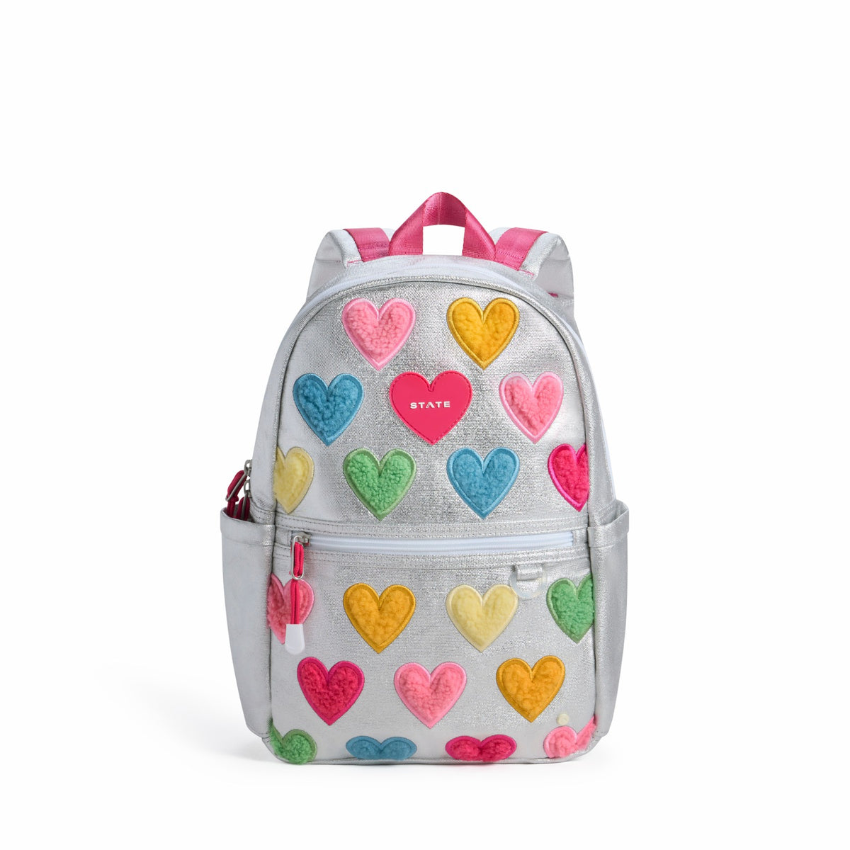 State Bags Quality - Kane Mini Backpack Metallic Happy Fuzzy Hearts