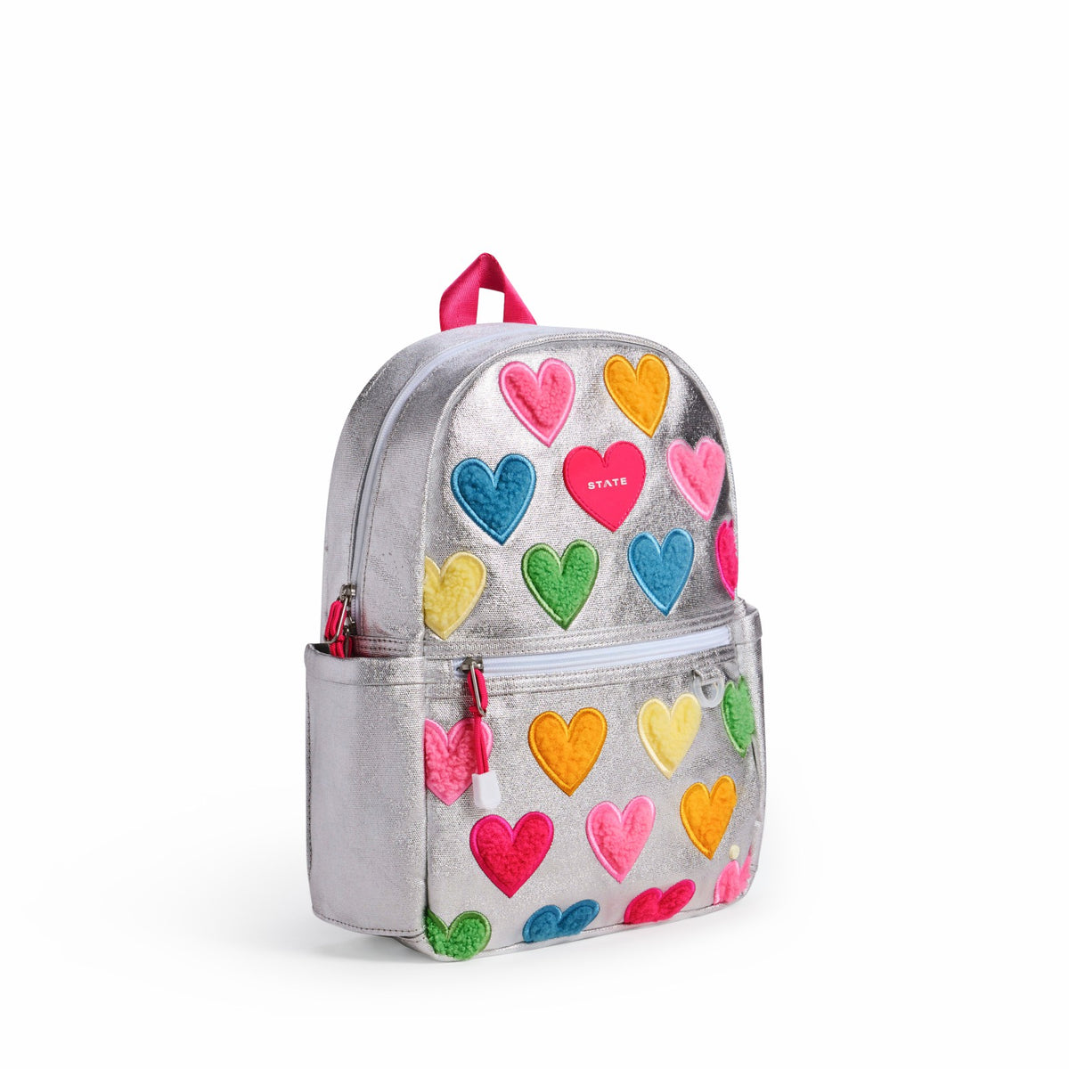 State Bags Quality - Kane Mini Backpack Metallic Happy Fuzzy Hearts
