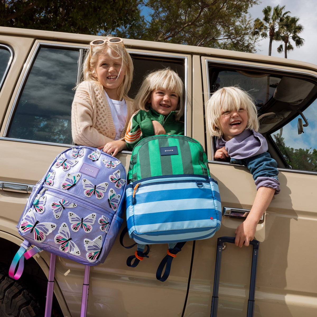 State Bags Deals - Kane Kids Travel Backpack Recycled Polyester Canvas Stripe