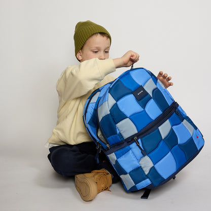 State Bags Best Seller - Kane Kids Double Pocket Nylon Puffer Blue Puffer Check