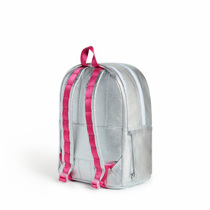 State Bags Exclusive - Kane Kids Double Pocket Backpack Metallic Happy Fuzzy Hearts
